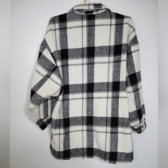 Princess Polly Monochrome Plaid Shirt Knit Jacket Flat Pockets Overcoat Sz  L/XL - Picture 14 of 14